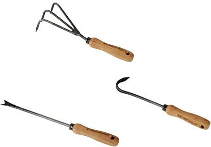 Teak Gartenwerkzeug Set Neapel 3-TLG. geschmiedet Teak Griff Premium