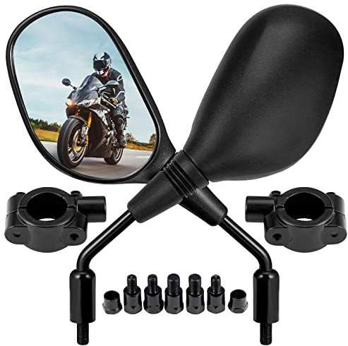 KEMIMOTO Motorcycle Rearview Mirror, E24 Certified Universal 8mm 10mm Bolt 7/8 Inch Handle Bar Mount Clamp Motorbike Convex Rear View Mirror fit Honda ATV Dirt Bike Scooter Kawasaki E-Bike Bicycles