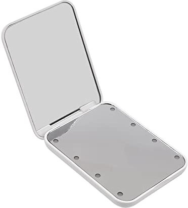 CENPEK Mini Espejo de bolsillo LED pequeño con ligero y compacto, plegable, rectángulo, color blanco