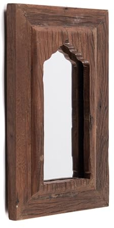 DESIGN DELIGHTS Orient WANDSPIEGEL Sara | 40 cm, Mahagoni Holz | Rechteckiger Spiegel, marokkanischer Flurspiegel, orientalischer Holzspiegel