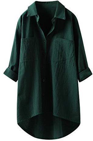 Camisa de Lino para Mujer, Manga Larga, Verano, Blusa Elegante de Gran Tamaño, Tallas Grandes, Color Blanco, Verde Militar, XX-Large