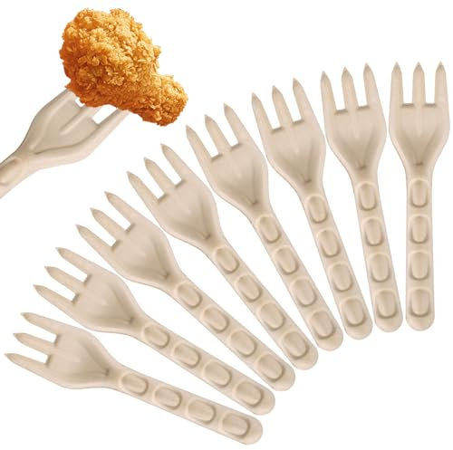 Tenedores 100% compostables desechables, tenedores biodegradables de 6 pulgadas, tenedores de papel marrón duraderos y ecológicos para aperitivos, pasteles de postre, tenedores desechables
