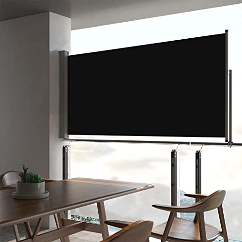 Higsose Tenda Laterale Retrattile per Patio 80x300 cm Nera Tenda da Sole per Balcone Tenda Laterale Avvolgibile Tende Esterno Frangivento Design Semplice Ma Elegante Tutela della Privacy