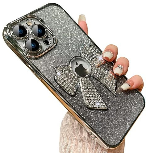 SZJLDS Hülle für iPhone 14 Pro Max[Kameraschutz Eingebaut][Luxuriöse Glitzer-Strass-Bling][Nie Vergilbend] Transparent Handyhülle,Weiche Premium TPU Stoßfest Schutzhülle (Silber)