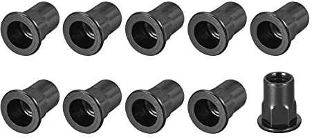 METALLIXITY Rivet Écrous (M8) 20pcs, Carbone Acier Demi Hex Fileté Insert Écrous - pour Meuble Mécanique Fixations, Noir