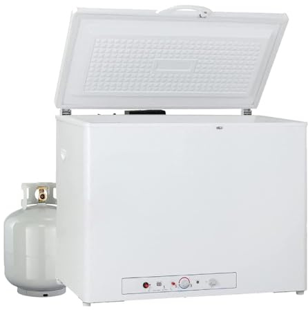 Techomey Congélateur à Gaz, 200L, Congélateur Camping Gaz, Silencieux, pour Garage, Maison, Chalet, Cabanon,Gîte, Mobile-home, Blanc