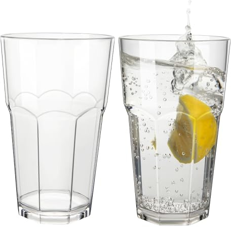 HAHASHOW Incassable Verres à Bière, 100% Tritan-Plastique Verres à Dégustation Vin, Convient pour Le Camping, Les fêtes, 340ml, Lot de 2