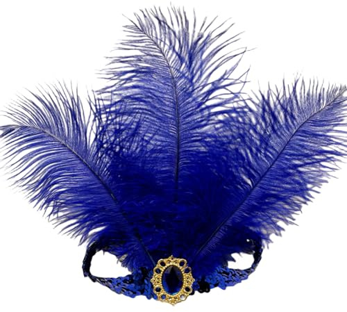 XKTEI 2pcs Sequins Feather Headpiece,1920s Flapper Headband,Mardi Gras Carnival Party Headwear Costume Accessory Women Headdress (Blue-A)