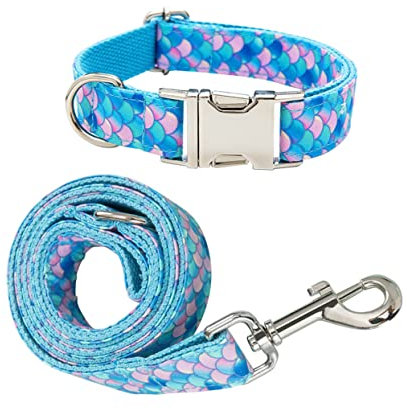 Happyyami 1stück Niedliches Meerjungfrauen-Muster Haustiergeschirr Aus Nylon Mit Leine Bequemer Halsriemen Für Kleine Hunde s Für Entspannte