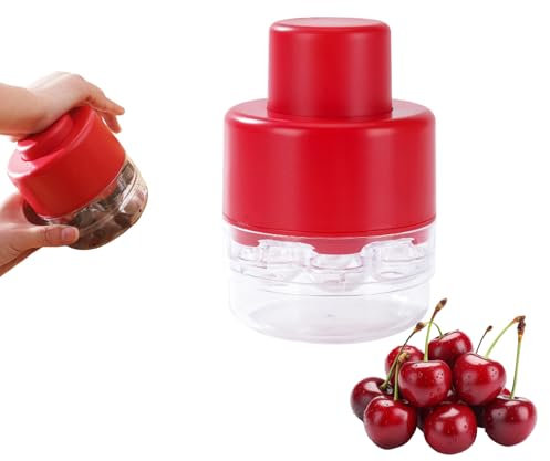 Cherry Pitter - Portable Olive and Cherry Pitters Corer Tool, Pits up to 7 Cherries at Once,Multi-Function Cherries Stoner Seed Remover Tool for Making Cherry Jam (Red)
