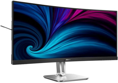 Philips EVNIA 34B2U5600C Monitor Gaming 34 UWQHD Curvo, WLED, 120Hz, VA, 4 ms GtG, Adaptive Sync., TUV Eyesafe, Altavoces, Altura Ajustable (2X HDMI 2.0, 1x DP 1.4, USB-C) Gris Oscuro