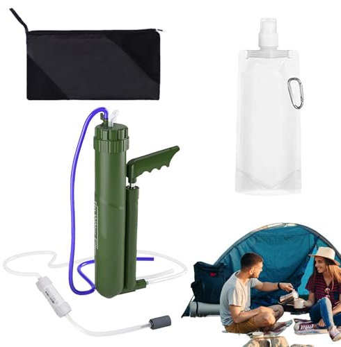 Gungtj Filtre à eau de camping, purificateur d'eau de survie - Filtre à eau de randonnée à pompe manuelle 0,0001 micron,Système d'eau de camping de haute précision, équipement de survie, jusqu'à 8 000