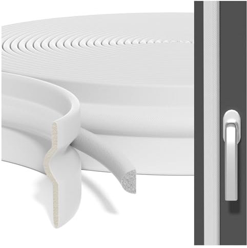 BKSAI Zugluftstopper Fenster Dichtungsband Selbstklebend Fensterdichtung Abdichten Tür Dichtung Doppelte Aufgebaute Isolierung gegen Kälte Wasserdicht Fensterabdichtung Kälteschutz (Weiß, 6M)
