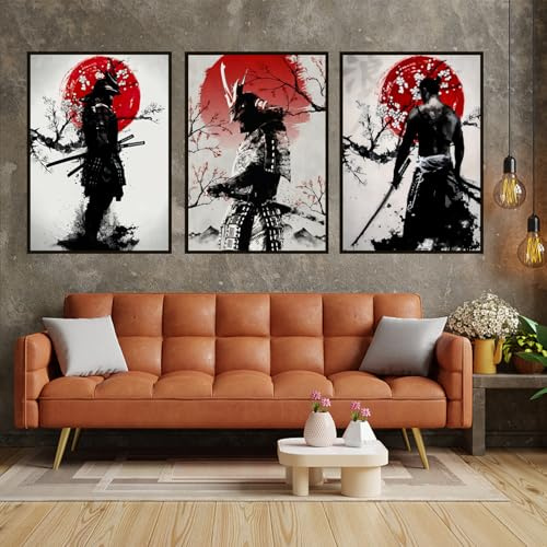 UGZDEA Japanese Samurai Leinwand Bilder, Japanese Bushido Art Portrait Poster Modern Dekoration Poster Malerei-Ohne Rahmen(E,3x40x60cm)