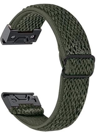 20 mm elastisk nylonrem for Garmin Fenix ​​7S 6S Pro 5S Plus Woven Sports Watch Band Loop for Garmin Fenix ​​8 43 mm lås(Army green,20mm Fenix 8 43MM)