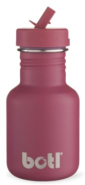 onegreenbottle – BOTL Tough Canteen Water Bottle with Sports Cap, Stainless Steel, Non-Insulated, Single-Skinned Eco Canteen, 350ml (Dark Cherry)