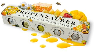 Nordbienchen® Tropenzauber 5er Set Honig à 30g - naturbelassener Honig ohne Zusätze - diverse Honigsorten - edles Honiggeschenkset aus Deutschland - Honigsüßer Brotaufstrich Probier-Set