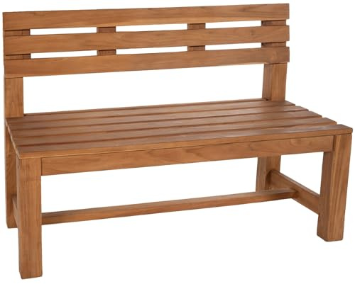 CLP Teakbank Augusta I Wetterfeste Holzbank mit Rückenlehne I Stabile Gartenbank aus massivem Teakholz, Farbe:Teak, Größe:150 cm