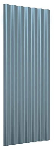 Metal Roofing Sheet Set of 12, Corrugated Roof Plate Roofing Cover 12 pcs Powder-coated Steel Grey 100x36 cm