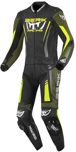 Berik Absolute GP2 Tuta in pelle da moto a due pezzi, nero/verde/giallo neon, 48