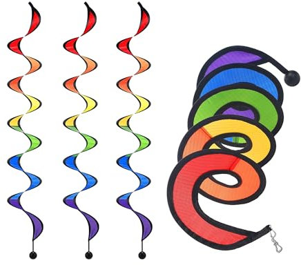 Rainbow Wind Spinner, 43 Inch Colorful Garden Lawn Decor, Outdoor Hanging Twister for Yard Patio Tent, 4pcs Kinetic Spiral Spinners