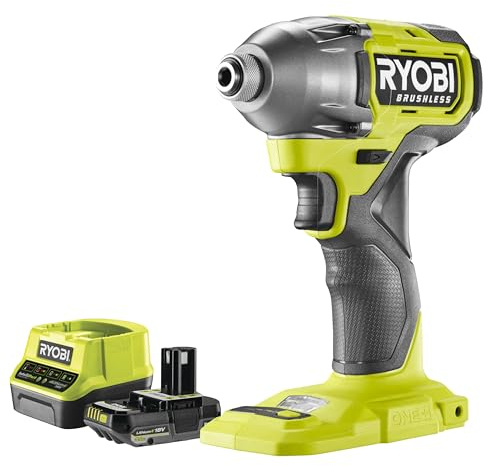 RYOBI - Visseuse à chocs 18 volts ONE+, sans fil, BRUSHLESS - 300 Nm - réception hex 1/4 - 1 Batterie One+ Lithium+ 18V - 2Ah et 1 Chargeur Rapide 2A