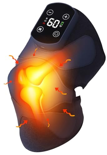 Massaggiatore Ginocchio Artrosi, Ginocchiera Massaggiante con 3 Livelli di Massaggio e Calore per Riscaldare Terapia, Ginocchiera Elettrica per Alleviare Dolori Articolari e Ginocchio Rigido