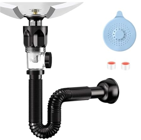 ZHYUAN Siphon waschbecken abflussrohr, Siphon Waschbecken Mit, Abfluss Waschbecken, Waschbecken Ablaufgarnitur, Siphon Waschbecken Mit, geruchsdichtes Abflussrohr, auslaufsicher, für Küchenspülen