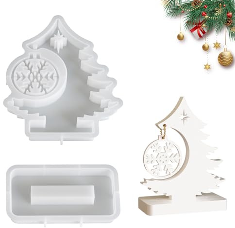 Bekecidi Christmas Tree Resin Moulds, Epoxy Resin Moulds Christmas Silicone Mould Snowflake Pendant Molds Jewellery Making Kit DIY Craft Xmas Ornament Home Decoration