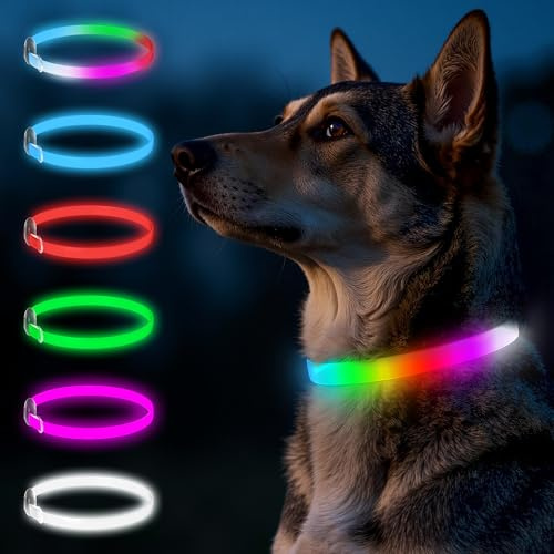 Hundehalsband Leuchtend LED 68cm - Aufladbar & Wasserdicht Leuchthalsband | Sicherheitshalsband für Mittelgroße & Große Hunde, Ideal für Nächtliche Spaziergänge, Reflektierend, Verstellbar & USB-ladbar