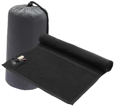 Ｚｉａｌｏｆｉ Materassino Riscaldato con Temperatura Regolabile E Borsa Portaoggetti, Coperta Riscaldata per Zaino in Spalla, Divano E Tenda, Nero