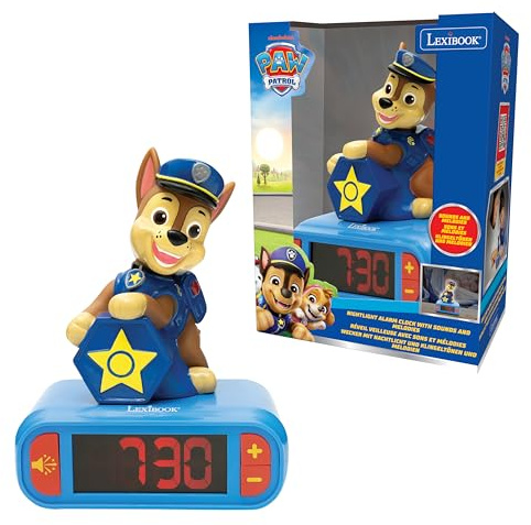Lexibook, Patrulla Canina, Despertador con luz de Noche, Sonidos y melodías, Pantalla LCD retroiluminada, Luminoso, función de repetición, RL800PA2LXB