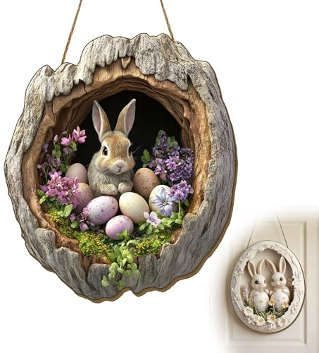 Osterkranz, Türdeko Zum Aufhängen, Türschild Ostern, Türdeko Haustür, Osterdeko Innen Outdoor, Deko Frühling Innen (20)