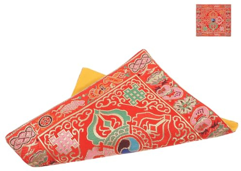 Ciieeo Cuscino Broccino di Ciotola Antiscivolo e in Sonora Buddista per Facile Seta Rossa Design Compatto da Trasportare per Meditazione Buddhista