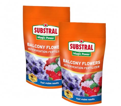 Water-Soluble Flower Fertiliser 2 x 250g | Concentrated NPK 20-20-20 Plant Feed for Balcony & Potted Plants | Up to 500L Solution
