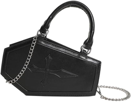 Dinntty Kista Axelväska Gotisk Cross Body Handväska PU Läder Kurirväska Halloween Handväska Mobiltelefonväska för Män Kvinnor
