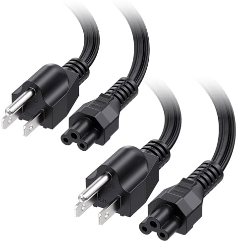 Cable Matters 2-Pack 3 Prong Power Cord - 3ft, 13A / 16AWG, Laptop Power Cord Replacement Compatible with Dell/HP/ASUS Computers, (NEMA 5-15P to IEC C5), Black