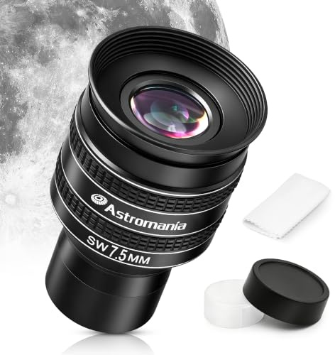 Astromania Teleskopokular 7,5 mm Weitwinkel 58° Planetenokular 3,17 cm | Weitfeldbetrachtung, FMC-Beschichtung, gedrehter Okularzylinder, Filtergewinde, Teleskopzubehör für Mondsternnebel Deep Sky