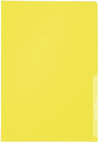 LEITZ® Sichthülle Standard, PP, oben/rechts offen, A4, 0,13 mm, gelb, genarbt (100 Stück), Sie erhalten 1 Packung á 100 Stück
