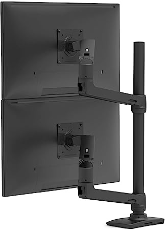 Ergotron – LX-bildskärmsarm för staplade bildskärmar, skrivbordsmonterat, VESA standard – för 2 bildskärmar på upp till 40 tum, 3,2–10 kg vardera – Högt stativ, Mattsvart (45-509-224)