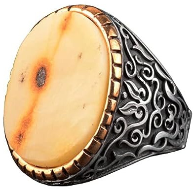 KAMBO Äkta naturlig bärnstensring stor ring 925 sterling silver ring för män ädelsten bärnsten ädelsten bärnsten