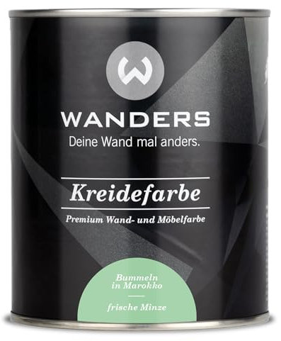 Wanders Shabby Chic - Pittura a gesso 750 ml, verde menta fresca, verde chiaro, vernice per mobili da cucina senza fiocchi, pittura Chalk Paint, per legno e molto altro ancora, ad asciugatura rapida