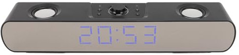 Asixxsix Altavoz Bluetooth para Computadora, Sonido Estéreo HiFi, Barra de Sonido AUX de 3,5 Mm para PC, Altavoz Subwoofer con Reloj Despertador Digital y Radio FM, Altavoces Inalámbricos