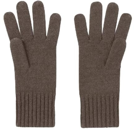 CLASSE77 - Damenhandschuhe aus gebürsteter Wolle und Angora-Mix mit geripptem 2x2-Manschette - Handgefertigt - Made in Italy, Dunkelbraun, Einheitsgröße