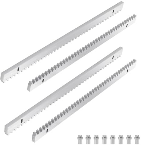Hebitod 4x 0,5M Cremallera Puerta Corredera, Cremallera de acero para puertas correderas, Tornilleria incluida para Puertas Correderas, Puerta Garaje Automatica