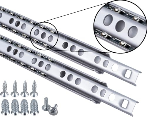 Stahlia Schubladenschienen (1 Paar) Teilauszug H:17mm/L:438mm Schubladenauszug Auszugsschienen Schrank Scharniere Schienen für Schubladen Regalschienen