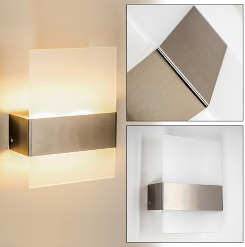 HOFSTEIN LED Außenwandleuchte Vara, Wandlampe aus Edelstahl/Glas, moderne Außenleuchte mit tollem Lichteffekt für Terrasse/Hof/Haustür, 2 x 2,5 Watt, 360 Lumen, 3000 Kelvin, IP44