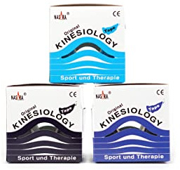 Nasara Original Kinesiology Tape, 3er Sparset, Blue Line | Türkis, Mittelblau und Dunkelblau, Rollengröße 5cm x 5m, Für Sport und Medizin, Physio Sport Tape