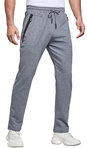 JustSun Tracksuit Bottoms Mens Joggers Slim Fit Gym Sports with Zip Pockets