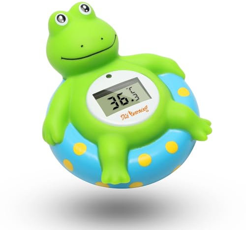 Doli Yearning Frosch Baby-Badethermometer für Kleinkinder, schwimmendes Badespielzeug, Badewannen-Thermometer, bei Fahrenheit und Celsius, Blau